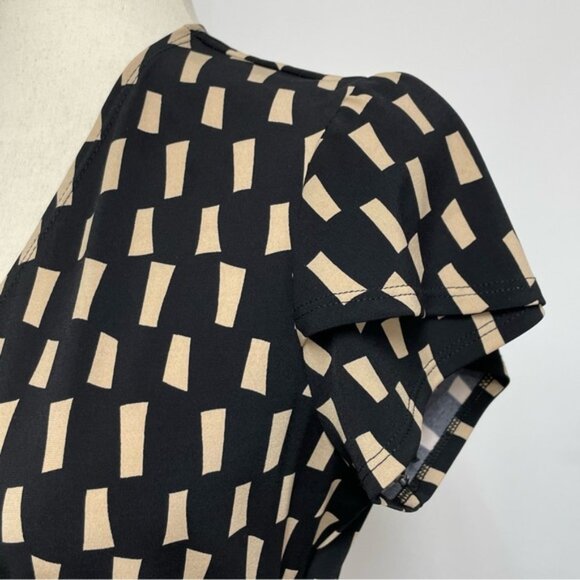 Joseph Ribkoff Wrap Front Jersey Midi Dress Black Beige Size 10 Style 222202 - Picture 8 of 16